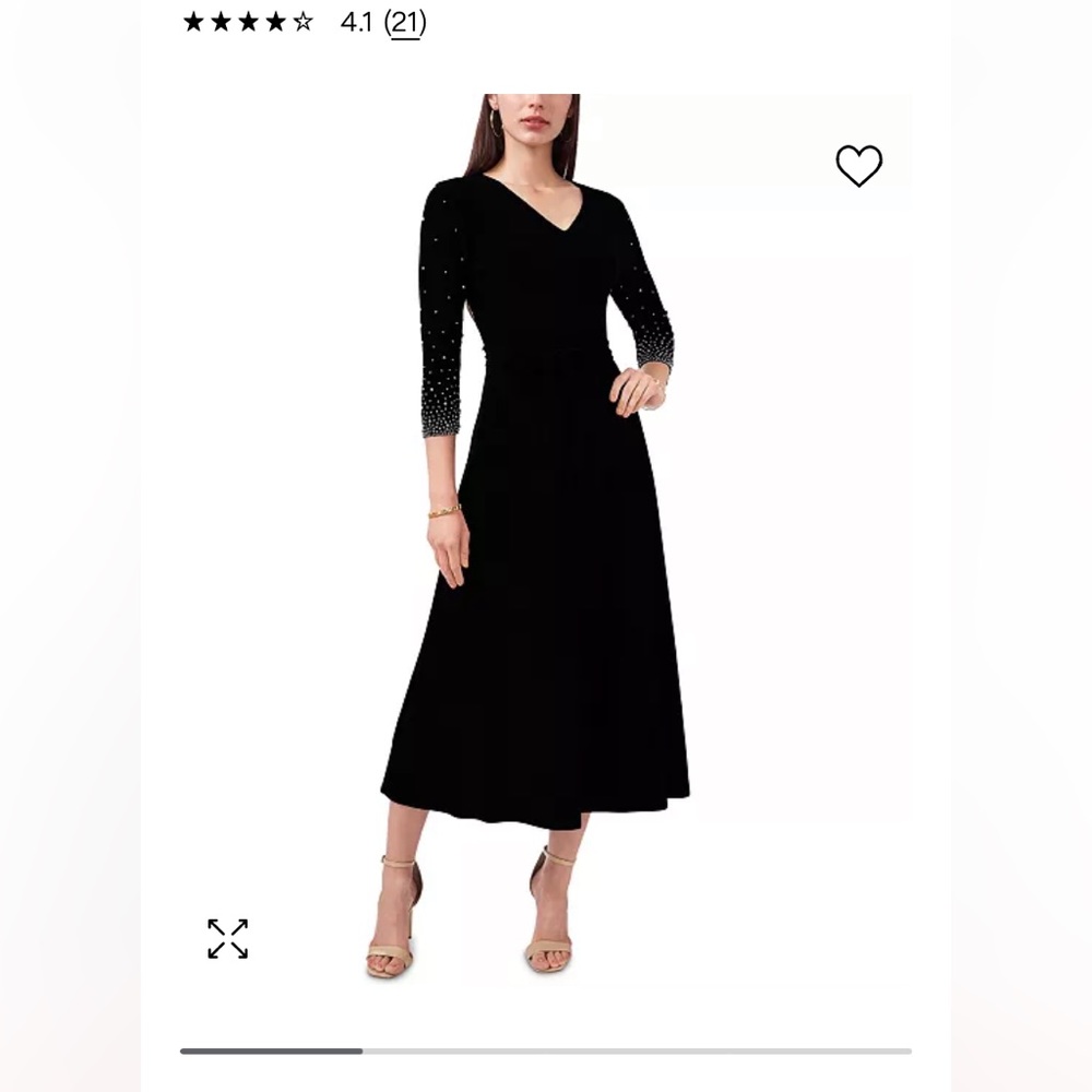 MSK Navy Blue Formal / Semi Formal Dress With Jewel Sleeves